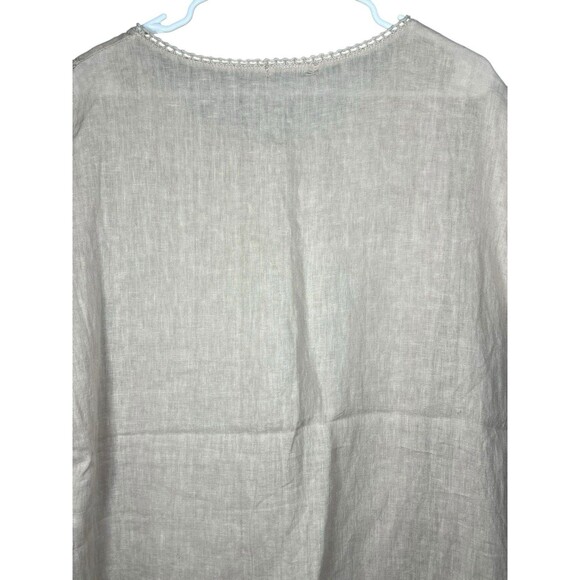 Alessia Pacini 100% Linen Cap Sleeve Shirt Womens L Blush Italy Retro Minimalist - Picture 9 of 12